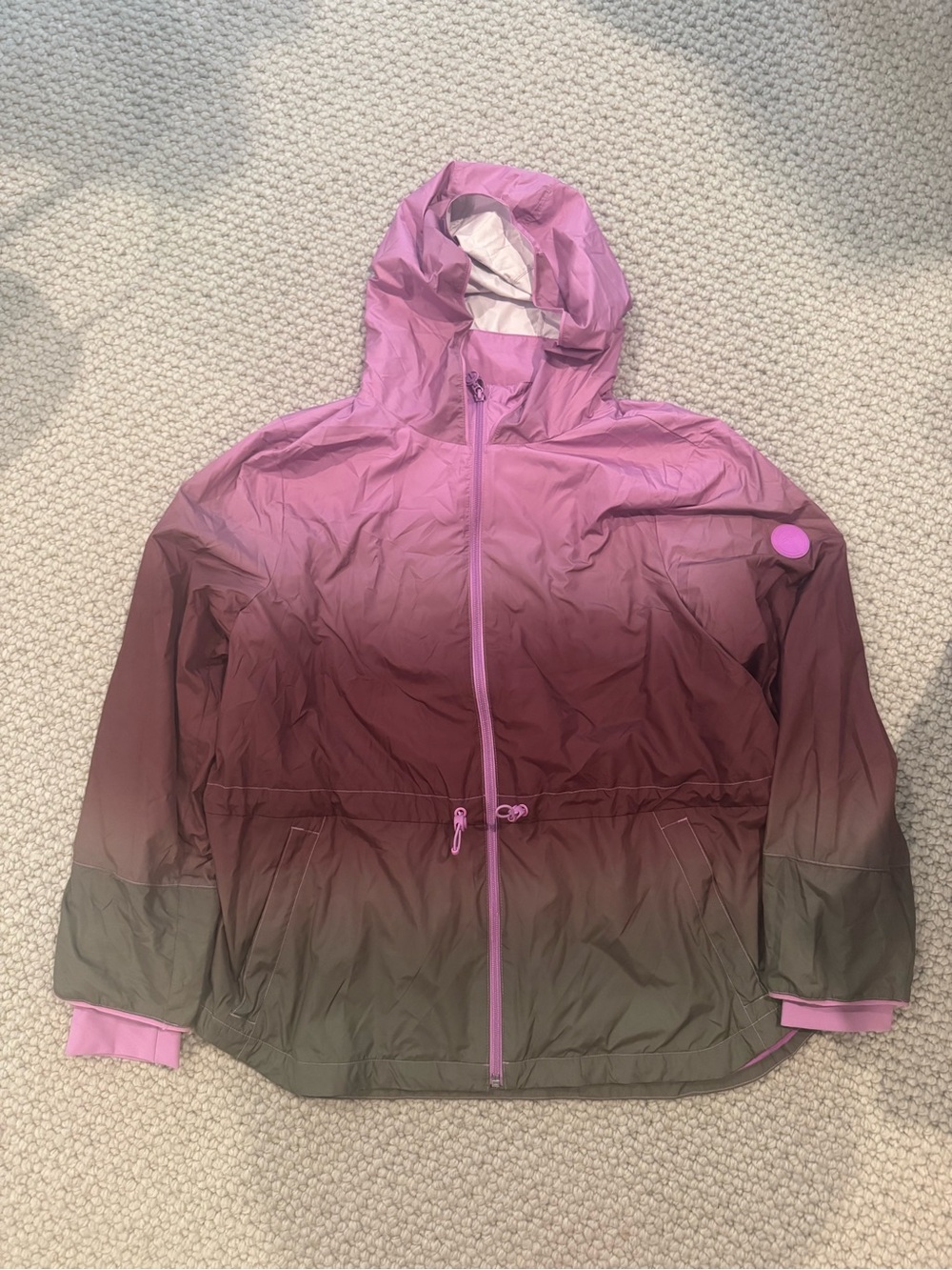 Women Gradient Pink Hooded Windbreaker Jacket